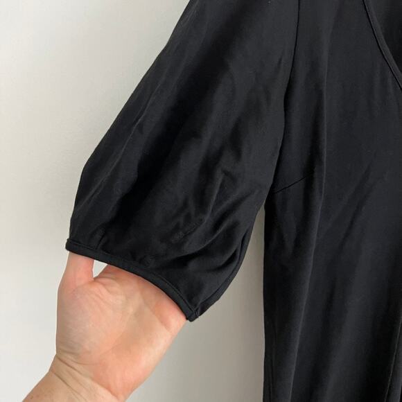 Velvet Graham & Spencer Anthropologie Puff Sleeve V Neck Black Dress Size Medium - Picture 6 of 8